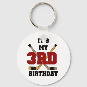 Hockey 3rd Birthday Tshirts and Gifts Keychain