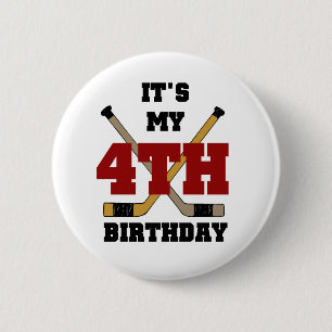 Hockey 4th Birthday Tshirts and Gifts 2 Inch Round Button
