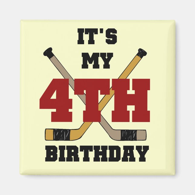 Hockey 4th Birthday Tshirts and Gifts Magnet (Front)