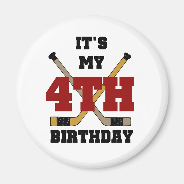 Hockey 4th Birthday Tshirts and Gifts Magnet (Front)