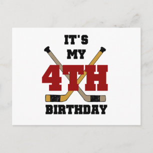 Hockey 4th Birthday Tshirts and Gifts Postcard