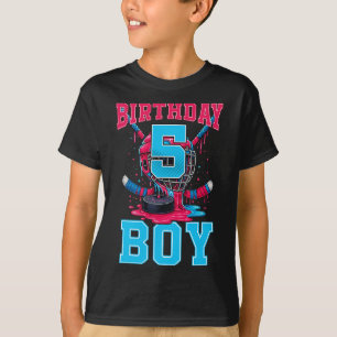 Hockey 5 Year Old Ice Cream Drip 5th Birthday Boy  T-Shirt