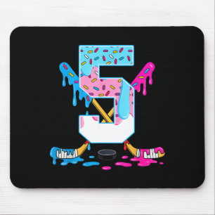 Hockey 5 Years Old Ice Cream Drip 5th Birthday Kid Mouse Pad