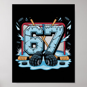 Hockey 67 Drip Ice Rink Gloves Meme Six Seven Spor Poster