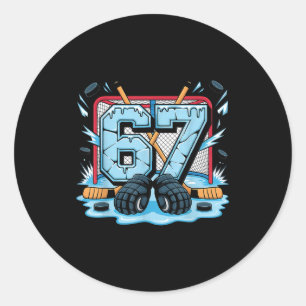 Hockey 67 Drip Ice Rink Gloves Meme Six Seven Srts Classic Round Sticker