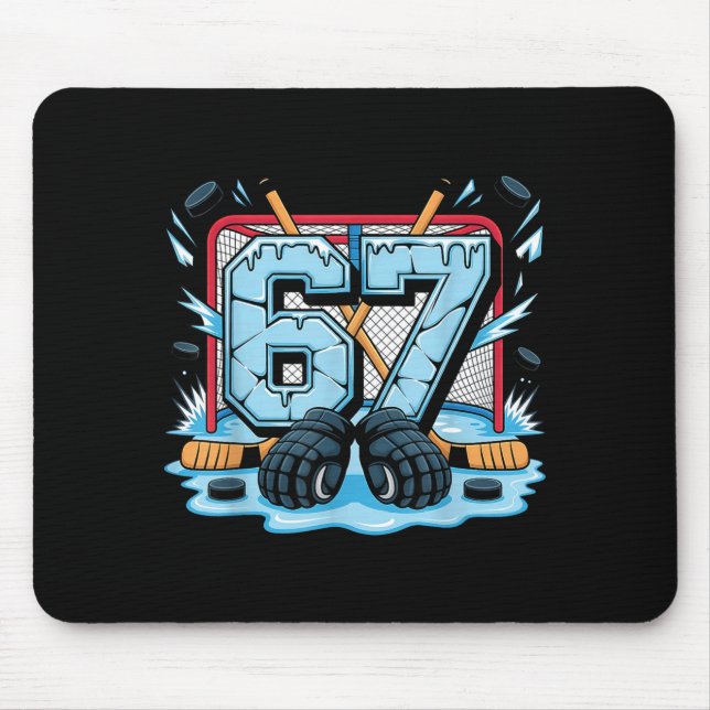Hockey 67 Drip Ice Rink Gloves Meme Six Seven Srts Mouse Pad (Front)