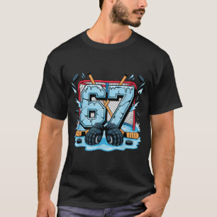 Hockey 67 Drip Ice Rink Gloves Meme Six Seven Srts T-Shirt