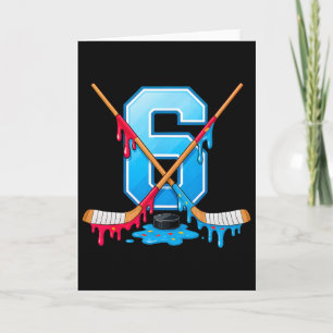 Hockey 6 Year Old Ice Cream Drip Youth 6th Birthda Card