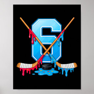 Hockey 6 Year Old Ice Cream Drip Youth 6th Birthda Poster