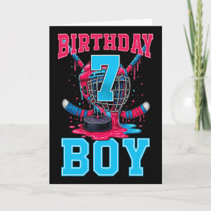 Hockey 7 Year Old Ice Cream Drip 7th Birthday Boy  Card