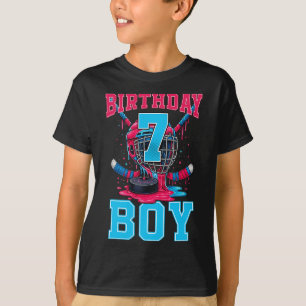 Hockey 7 Year Old Ice Cream Drip 7th Birthday Boy T-Shirt
