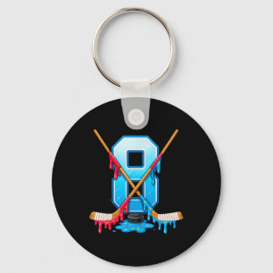 Hockey 8 Year Old Ice Cream Drip Youth 8th Birthda Keychain