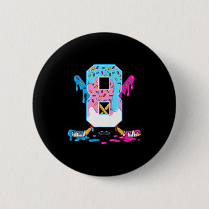Hockey 8 Years Old Ice Cream Drip 8th Birthday Kid 2 Inch Round Button