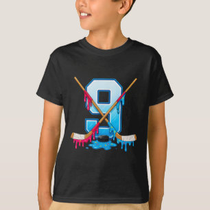 Hockey 9 Year Old Ice Cream Drip Youth 9th Birthda T-Shirt