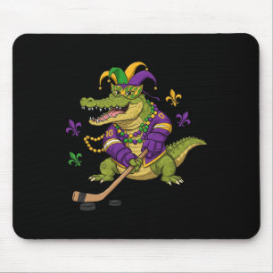 Hockey Alligator Crocodile Mardi Gras Womens Mens  Mouse Pad