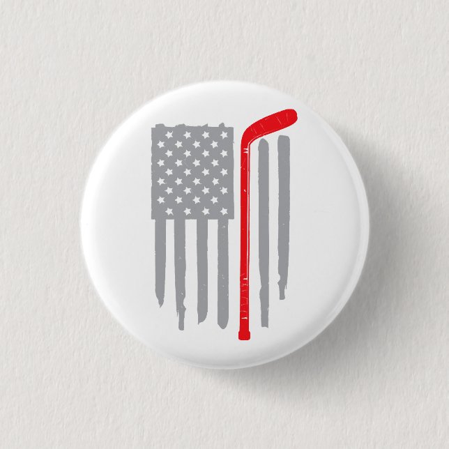 Hockey american flag 1 inch round button (Front)