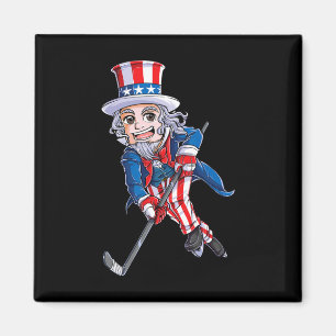 Hockey American Flag  4th of July Kids Boys Uncle  Magnet