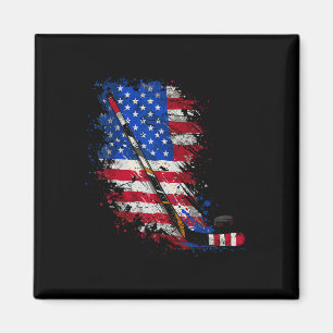 Hockey American Flag 4th Of July Magnet