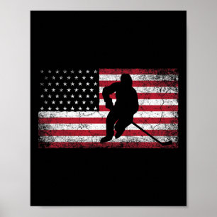 Hockey American Flag 4th of July Patriotic USA Dad Poster