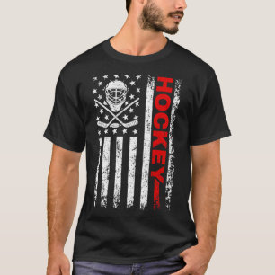 Hockey American Flag Cool Ice Hockey Player Men Wo T-Shirt