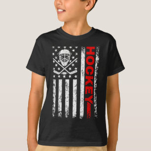 Hockey American Flag Cool Ice Hockey Player Men Wo T-Shirt