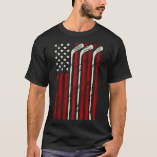 Hockey American Flag Hockey Us Flag Player Ice Fun T-Shirt