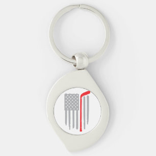 Hockey american flag keychain