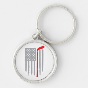 Hockey american flag keychain