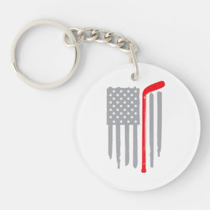 Hockey american flag keychain