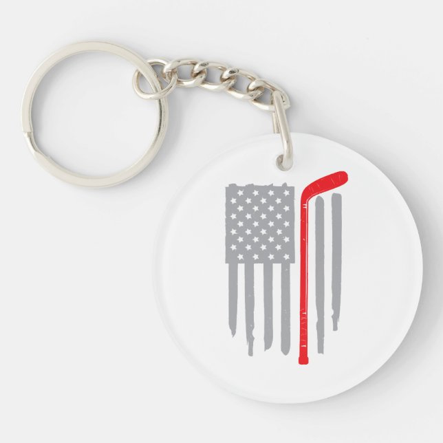 Hockey american flag keychain (Front)