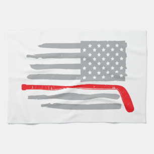 Hockey american flag kitchen towel