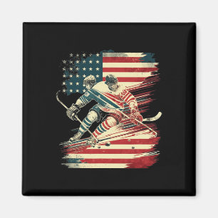 Hockey American Flag Patriotic USA  Magnet