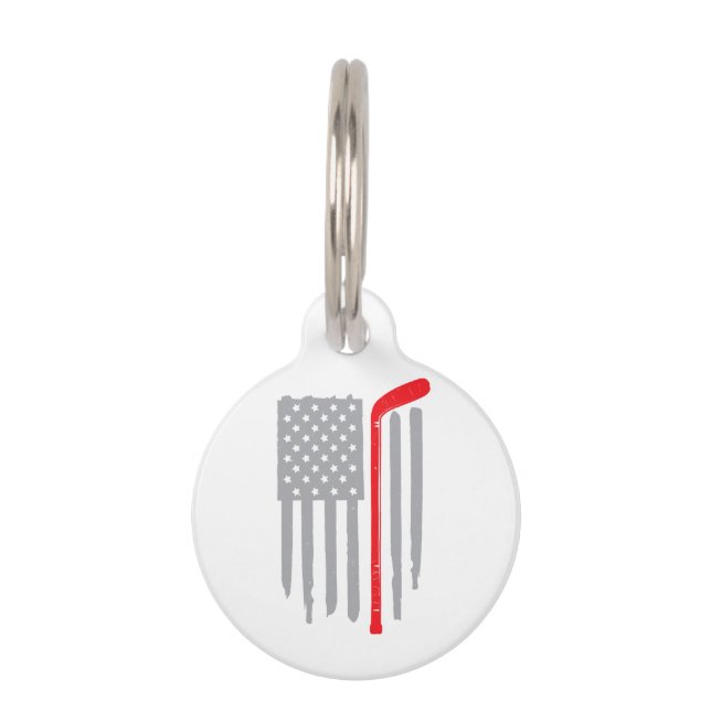 Hockey american flag pet tag (Front)