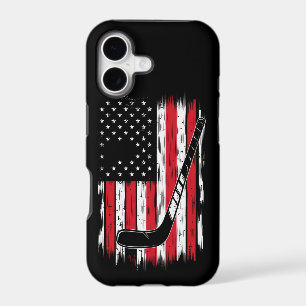 Hockey American Flag Sports Retro Vintage