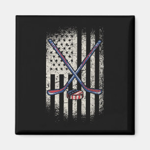 Hockey American Flag - Usa Ice Hockey  Magnet