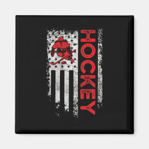 Hockey American Flag USA Patriotic hockey player  Magnet