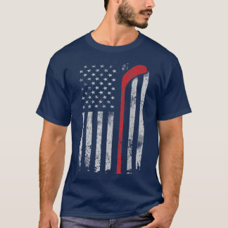 Hockey American USA Flag Patriotic Hockey Stick Me T-Shirt