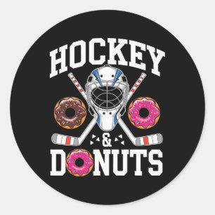 Hockey And Donuts Funny Sports And Snack Classic Round Sticker