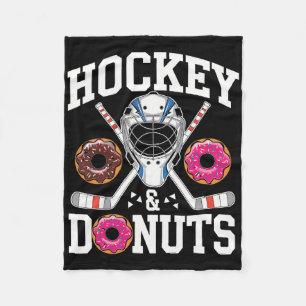 Hockey And Donuts Funny Sports And Snack  Fleece Blanket