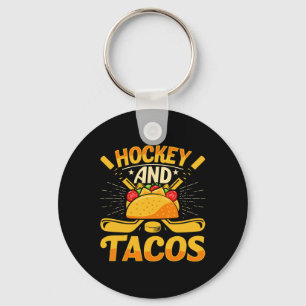 Hockey And Tacos Funny Ice Hockey Lover Youth Play Keychain