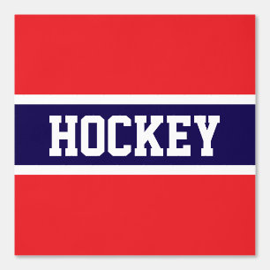 HOCKEY Athletic Bright Red White Navy Blue Stripes Wallpaper