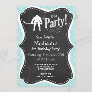 Hockey; Baby Blue Circles Invitation