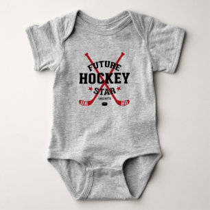 Hockey Baby Bodysuit Future Hockey Star Red Sticks