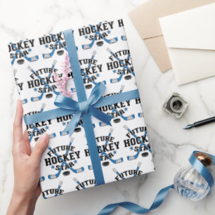 Hockey Baby Future Hockey Star Blue Hockey Sticks Wrapping Paper