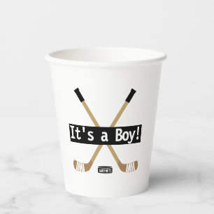 Hockey Baby Shower It's a Boy Girl Hockey Sticks Paper Cups