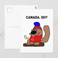 Hockey Beaver Cartoon in Red Maple Leaf Shirt