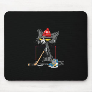Hockey Because Murder Is Wrong Funny Cute Cat Hock Mouse Pad
