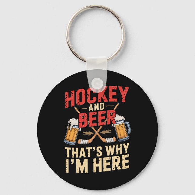 Hockey Beer For Men Funny Gift Idea  Keychain (Front)