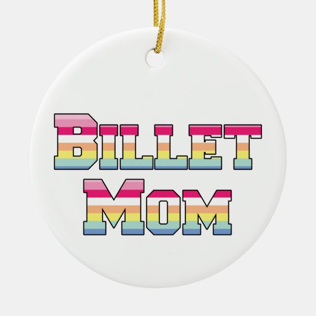 Hockey Billet Mom Pastel Stripes Ceramic Ornament (Front)