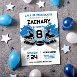 Hockey Birthday Invitation | Skating Invite<br><div class="desc">Celebrate your little all-star’s special day with this exciting hockey-themed birthday invitation! Featuring cool blue tones, hockey sticks, pucks, and an arena vibe, this invitation sets the perfect tone for a day full of fun and excitement. Personalize with your party details and get ready to score big on memories! Perfect...</div>